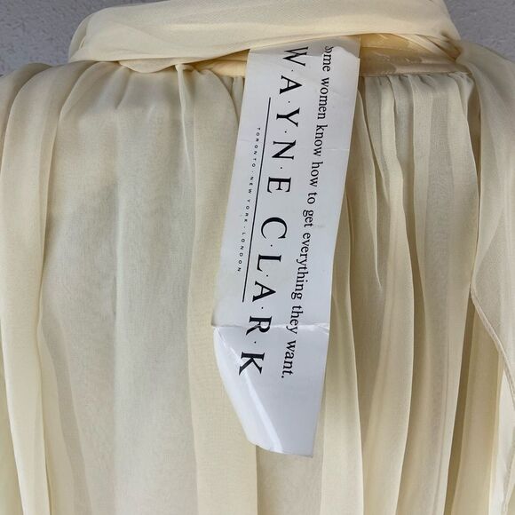NWT Vintage Wayne Clark by Aline Marelle Yellow Silk Dress and Scarf Size 12 - Picture 9 of 11